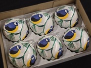 Bombki choinkowe malowane ptaszki  6 szt ozdoby na choinkę retro styl prl