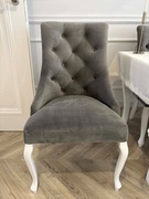 Krzesła welurowe pikowane glamour szare 6 sztuk