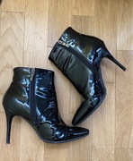 Szpilki botki czarne buty na szpilce 37 38 jesień zima wiosna lateks Oleksy