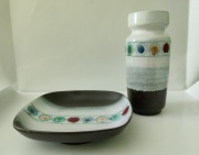 Wazon i misa VEB Haldensleben DDR ceramika design lata 60. vintage 