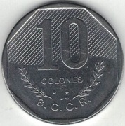 Kostaryka 10 colones colonów 1985 28,3 mm
