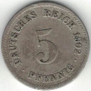 100 Niemcy Cesarstwo 5 pfennig 1902 F