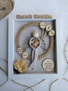 Upominek na roczek prezent na pierwsze urodziny makrama ramka