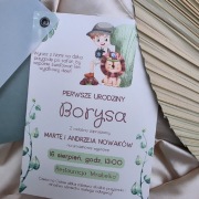 Safari party zaproszenie dżungla na roczek, urodziny, dziecięce 