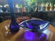 Piękny zestaw wazon i patera kobalt duże   