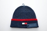 Męska granatowa  bawełniana czapka na zimę TOMMY HILFIGER 