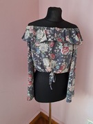 H&m krótka bluzka hiszpanka r. S/36 kwiaty