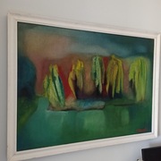 Janina Żemojtel "PALMY" obraz olej, płótno, 85x63 cm 86 oil painting canvas