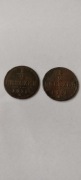 1/2 kreuzer , krajcar 1851 B, zestaw 2 sztuki