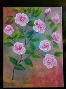 A. Maj OBRAZ MALOWANY 40x30cm Róże na gałązce