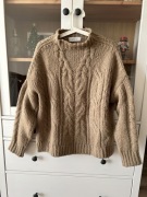 Zimowy sweter wełniany ciepły brązowy sweterek Marsala Butik