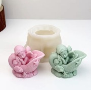 ELF ŚPIĄCY W MUSZLE forma silikonowa 8*9*4.8 do Świec Mydła Gipsu Odlewów 