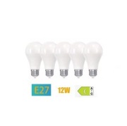 Żarówki LED E27 12W, komplet 5 sztuk, barwa ciepła