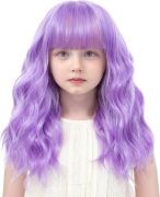 BUPPLER Peruka dla dzieci z grzywką falista syntetyczna 35cm fiolet