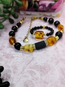 Bransoletka i pierścionek bursztyn