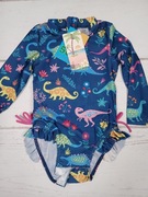 Strój kąpielowy dziecięcy 2 lata UV 50+ dinozaury falbanki jednoczęściowy