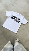 I Love My Boyfriend Koszulka Biała Nowa Unisex M
