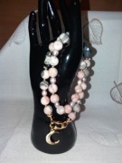 Naszyjnik z kamieni perły słodkowodne jaspis różowy zebra księżyc