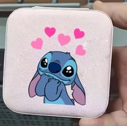 Różowe pudełko na biżuterię Stitch 10x10 cm z zamkiem organizer