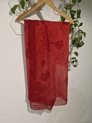 Chusta JIGSAW czerwona | duża | jedwabna w dotyku | floral