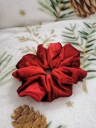 Duża gumka scrunchie handmade welur czerwone wino  