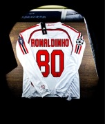 (M) RONALDINHO 80 MILAN 06/07 z FINAŁU LIGI MISTRZÓW LONG SLEEVE NOWY BIAŁY