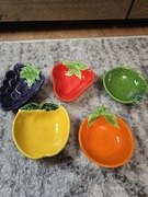 . Komplet 5 Ceramicznych Miseczek/Talerzyków w Kształcie Owoców