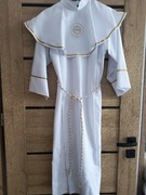 Alba komunijna biała z peleryna i sznurem 134/140