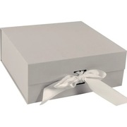 Pudełko kartonowe ozdobne na prezenty, składane, szare, 28x20x9cm