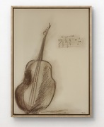 Oryg. minimalist. rys. "Emmanuel na kontrabas" z certyfikatem i sygnaturą 