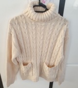 Golf ecru kremowy sweter 100% akryl Primark rozmiar XS/S 34/36 NOWY