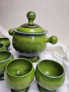 Elegancki serwis do ponczu z porcelany -sygnowany 1814 motyw lwa