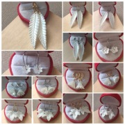 Piękne kolczyki mega paka kolczyków 14 par białe kolczyki listki kwiatki