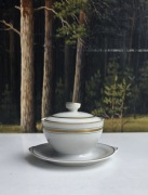 Ćmielów cukiernica z podstawką porcelana PRL vintage