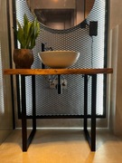 Kompletna konsola łazienkowa z litego drewna, loft