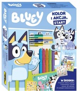 Bluey Blue Megazestaw Kolor Akcja Start Naklejki Flamastry i Pisaki żelowe