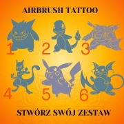 Stwórz zestaw 4szt. szablonów do tatuaży Airbrush,facepainting Pokemon