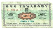 Bon towarowy – Bank Pekao – 1 cent – 1969