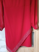 SUKIENKA DAMSKA  CZERWONA  ELEGANCKA  Z DŻETAMI 