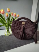 Torebka okrąglak kolor czekoladowy handemade 