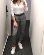 Szare spodnie cygaretki Stradivarius marchewy XS materiałowe office