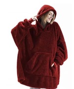 KOC BLUZA Oversize Ciepła Gruba KOCOBLUZA 2w1 Futrzak z Kapturem