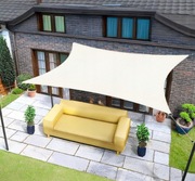 Żagiel przeciwsłoneczny wodoodporny prostokątny 5x6 m na taras jasny bezowy