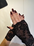 Rekawiczki krótkie na jeden palec koronkowe, Styl vintage retro gothic