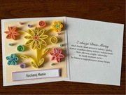 Kartka dla mamy z życzeniami, dzień mamy, quilling, ręcznie robiona