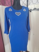 Sukienka bawelniana chabrowa z kieszeniami serca wyprzedaż