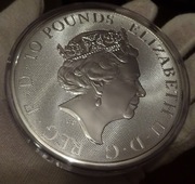 Srebrna moneta kolekcjonerska Lion of England 10 uncji 0,311kg 8,9 cm 2022