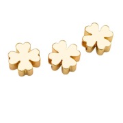 Koraliki Dystansowe, Mosiądz, Koniczynka, 6x6x2mm, Pozłacane 18K, 3szt.