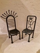 ŚWIECZNIKI w zestawie 2 inne krzesełka kute z metalu czarne loft prezent 