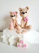 Zestaw Miś ROCZEK/CHRZEST - figurki z masy cukrowej dekoracje na tort